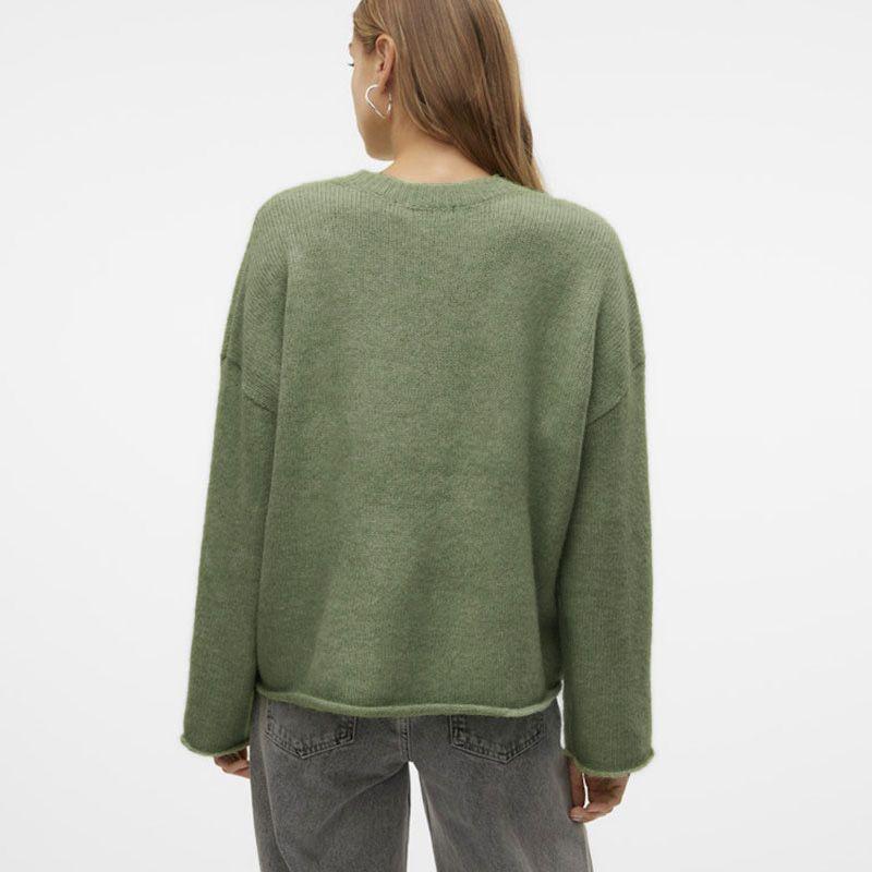 VERO MODA Women's Noelle Oversized Knit Sweater with Wide Heathered Sleeves