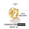 European & American Leaf Stainless Steel Stripe Adjustable Luxury Ring
