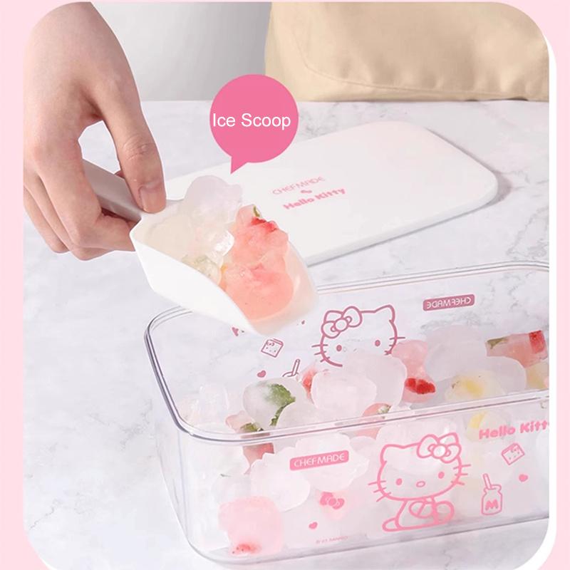Kitten Kt Press Ice Cube Mold - Cute Cartoon Silicone Ice Tray, Household Ice Making And Storage Box