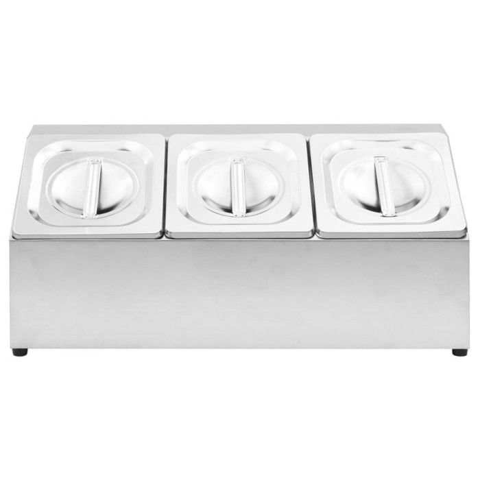 Récipient Gastronorm - vidaXL - GN 1/6 - Acier Inoxydable - 3 Bacs - Couvercles Inclus