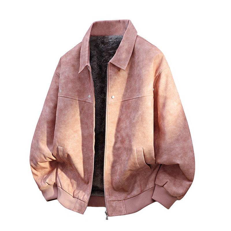 Pánská retro bunda z PU kůže s fleecovou podšívkou - Teplá, Trendy, Zesílená, Stylová, Univerzální, Velké velikosti