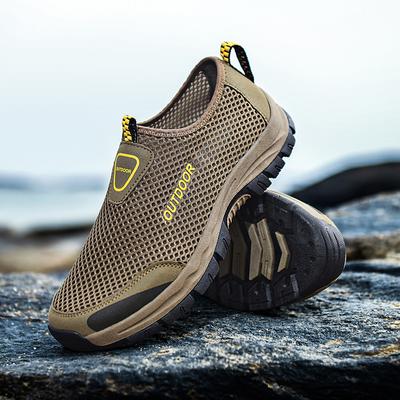 Zapatos casuales para hombre, zapatos deportivos transpirables de malla, zapatos para hombre antideslizantes para playa al aire libre, zapatos casuales de senderismo de suela plana