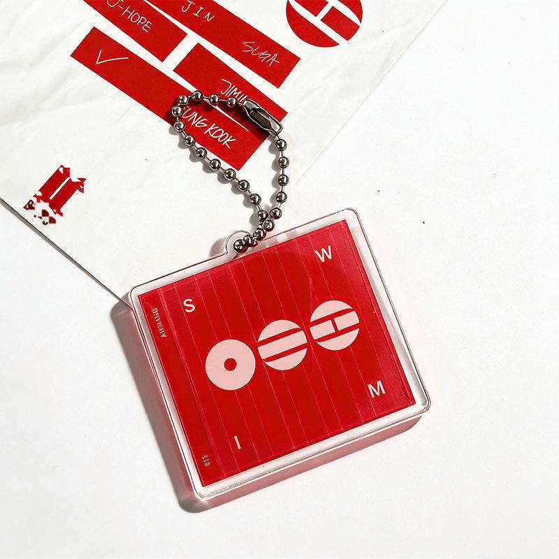 BTS Arirang Tour Mini Vinyl CD Keychain, Acrylic Album Charm with Beaded Chain, Kpop ARMY Fans Collectible Bag Pendant 1