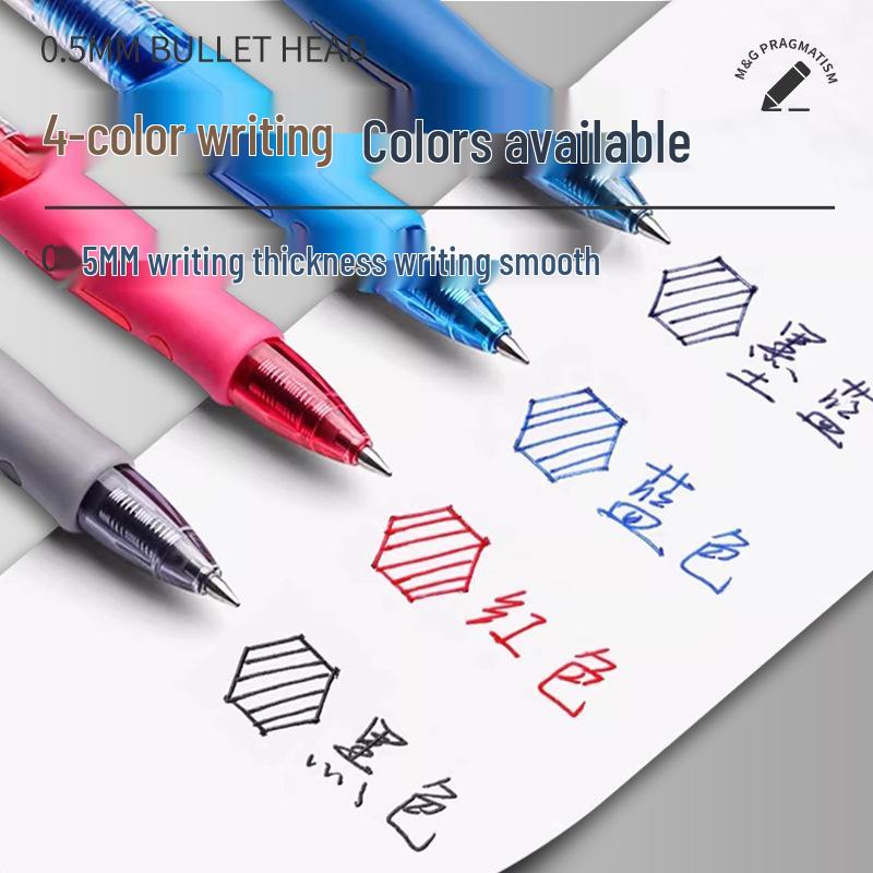 GP1008 Press-Type Gel Pen, Water-Based Ink for Students' Exams, Blue/Black/Red, Ideal for Teachers