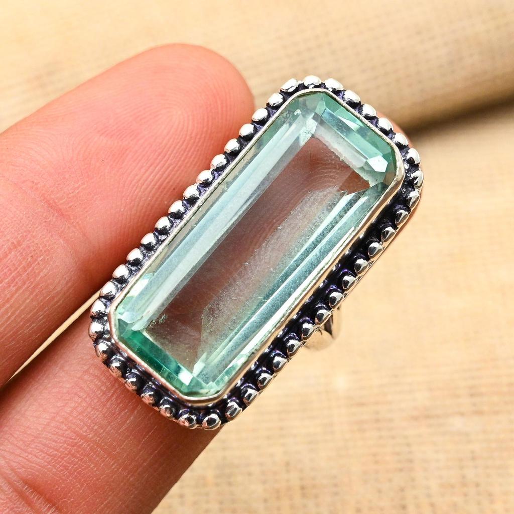 Aqua Apatite Gemstone Handmade 925 Solid Sterling Silver Jewelry Ring For Wedding Gift