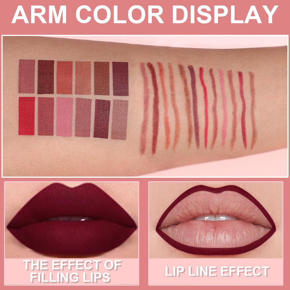 6 sztuk/zestaw konturówka do ust Nude Lip Liner Set wodoodporna matowa szminka o długotrwałym działaniu błyszczyk odporny na rozmazywanie łatwa aplikacja prezent dla każdego rodzaju skóry