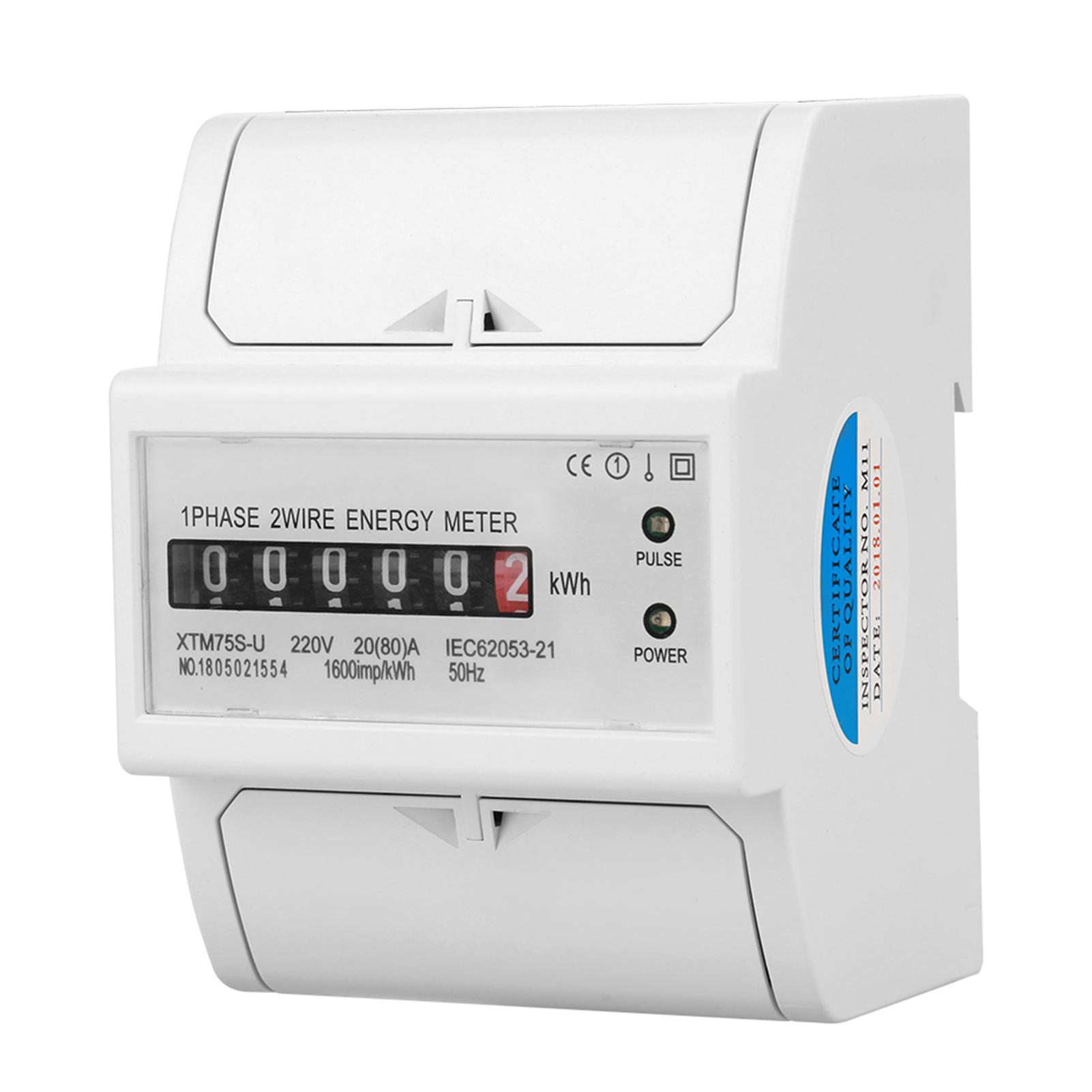 

220V Digital 1 phase 2 Wire 4P Din Rail Electric Meter Electronic KWh Meter(20(80)A )