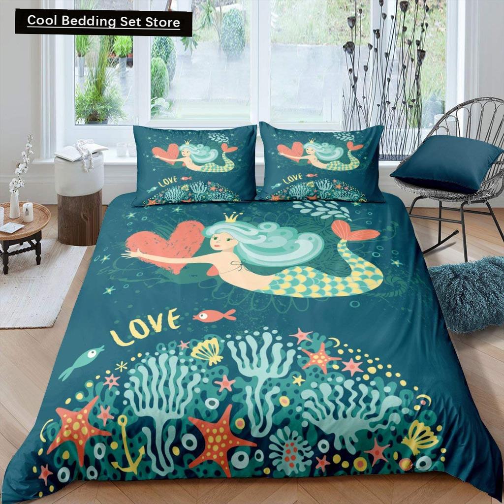 Kid Underwater World Oasis King Queen Duvet Cover Ocean Fish Coral Bedding Set Marine Life Quilt Cover Polyester Comforter Cover