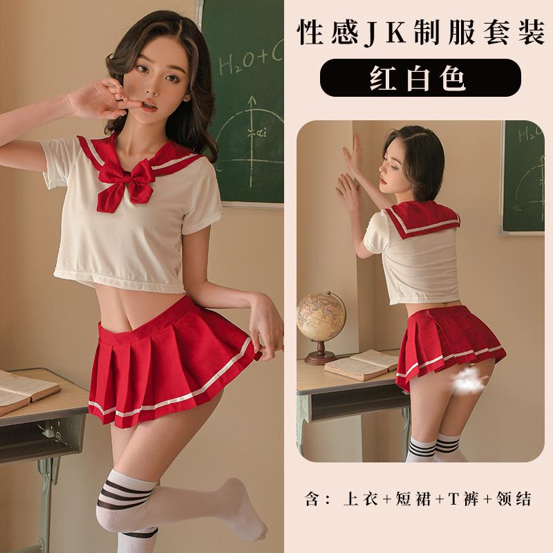 Sexy Japanese sailor women's lingerie seduction cute pleated short nightdress college style JK uniform suit