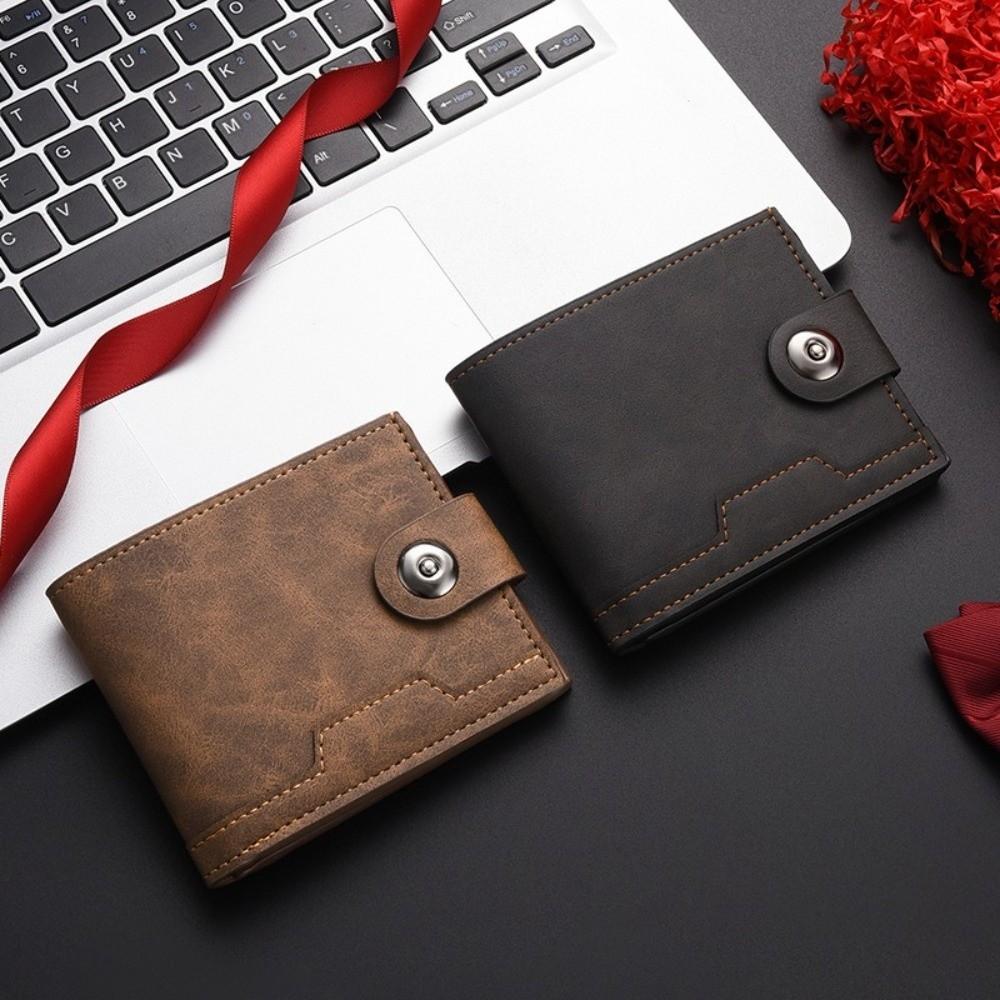 Durable Ultra Thin PU Leather Wallet Portable Lightweight Credit Card Holder Short Wallet Daily Use