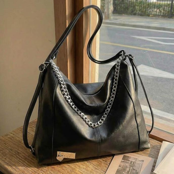 Fashionable Chain Decor Tote Bag Leather Crossbody Bag Multi-functional Backpack Suitable Travel for Daily Shopping Weekend Travel and Other Scenes