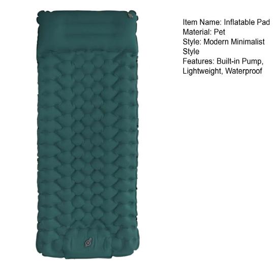 Ultralight Inflatable Sleeping Pad with Built-in Foot Pump Waterproof Self Inflating Lounge Mat Portable Travel Outdoor Camping Hiking