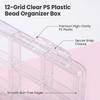 New 12-Grid Clear PS Plastic Bead Organizer Box with Compartments for Nail Art Jewelry Storage Craft Small Parts Container