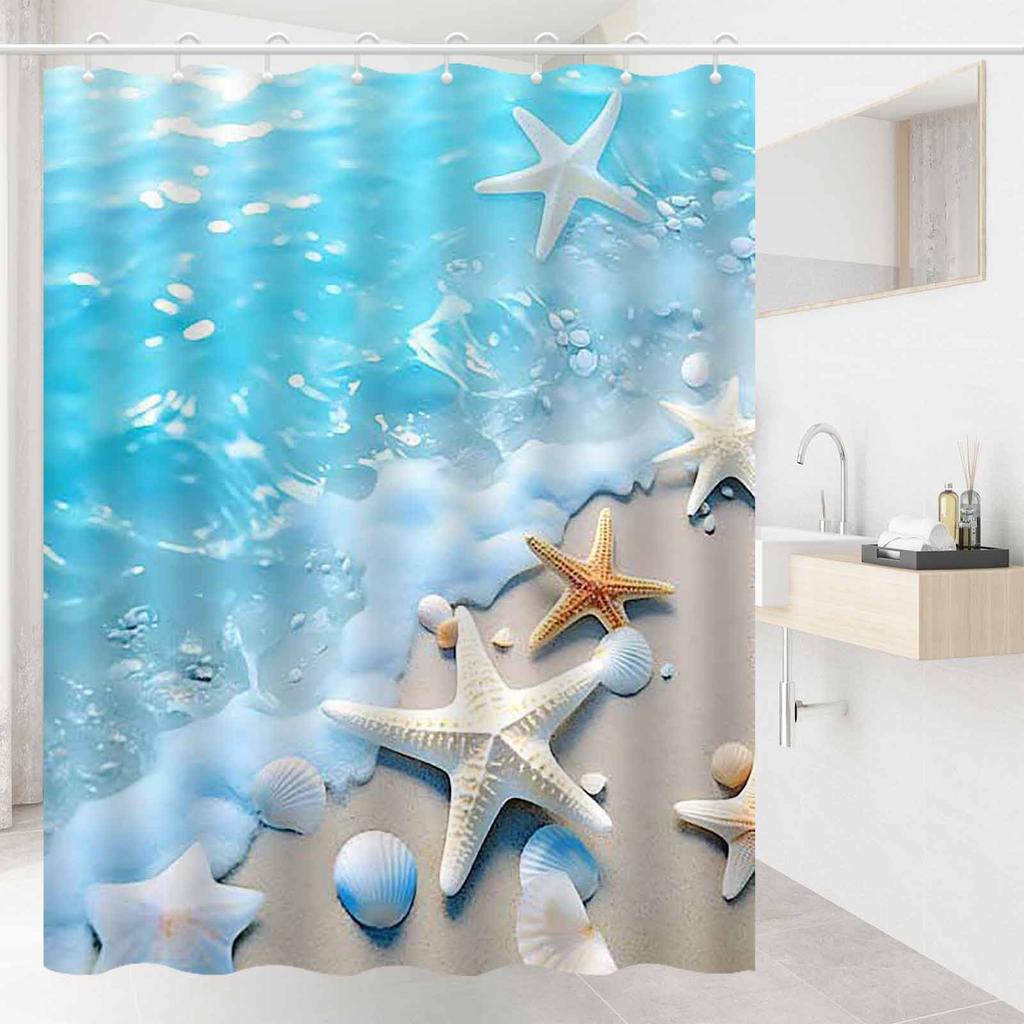 Reusable Shower Curtain With Hooks Mildew Proof For Bathtub And Shower Enclosures