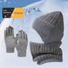 3-teiliges/Set Unisex Hut Schal Handschuhe Set Ohrenklappen Design Einfarbig Beanie Mütze Thermisch Plüsch