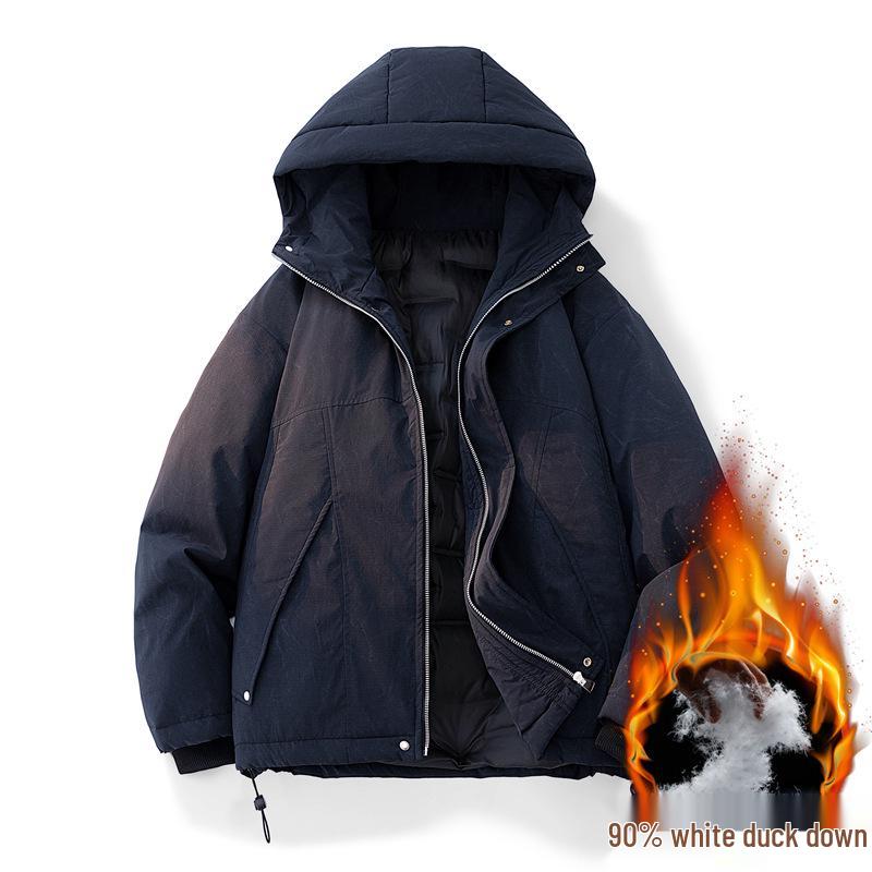 Men's Tie-Dye White Duck Down Jacket - Winter Warmth, Thick & Versatile, Plus Size Loose Casual Outerwear