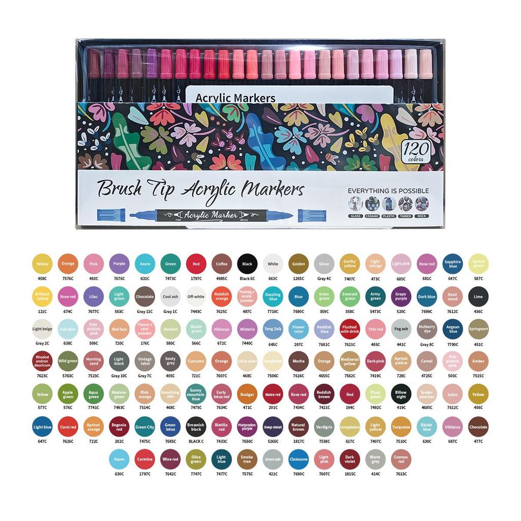 Double-headed Acrylic Marker Pens with Stackable Colors and Soft Brush Tips for Art Painting