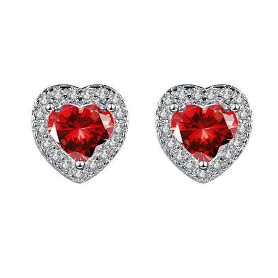 Heart Shape Earrings Full Diamond Effect Micro-Setting Love Zirconia Stud Earrings Romantic Jewelry for Women Girls Everyday Wear Anniversary Gift