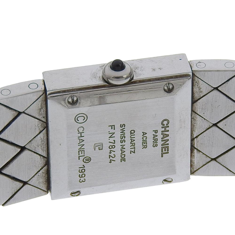 Chanel Matelasse Watches H0009 blackDial Stainless Steel Quartz Analog Display Women Used