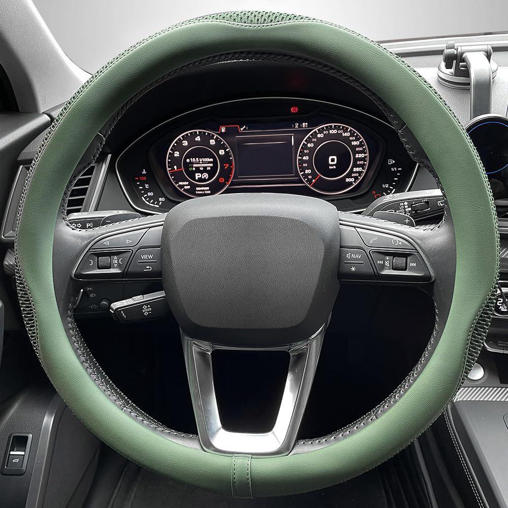 Ice Silk Steering Wheel Cover - Breathable, Sweat-Absorbent, Wear-Resistant for 15” Handles