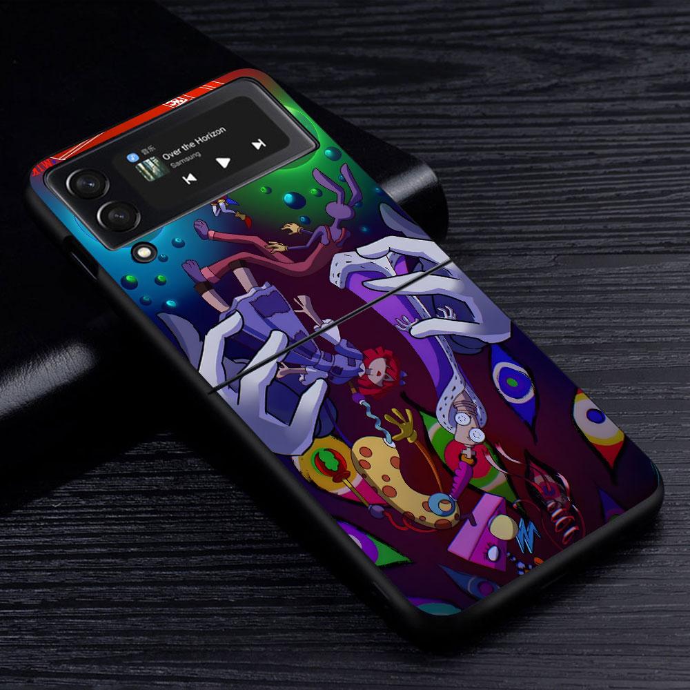Pomni Amazing Digital Circus Case for Samsung Galaxy Z Flip4 Flip3 5G PC Hard Phone Shell Z Flip 4 3 Black Zflip4 Zflip3 Cover