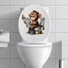 3D Funny Cartoon Monkey Reading Newspaper Toilet Wall Sticker Self-Adhesive Waterproof Removable Bathroom Home Decor Art