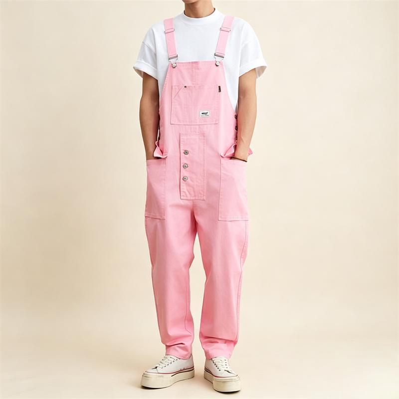 Mens Casual Bib Dungarees, Solid Color