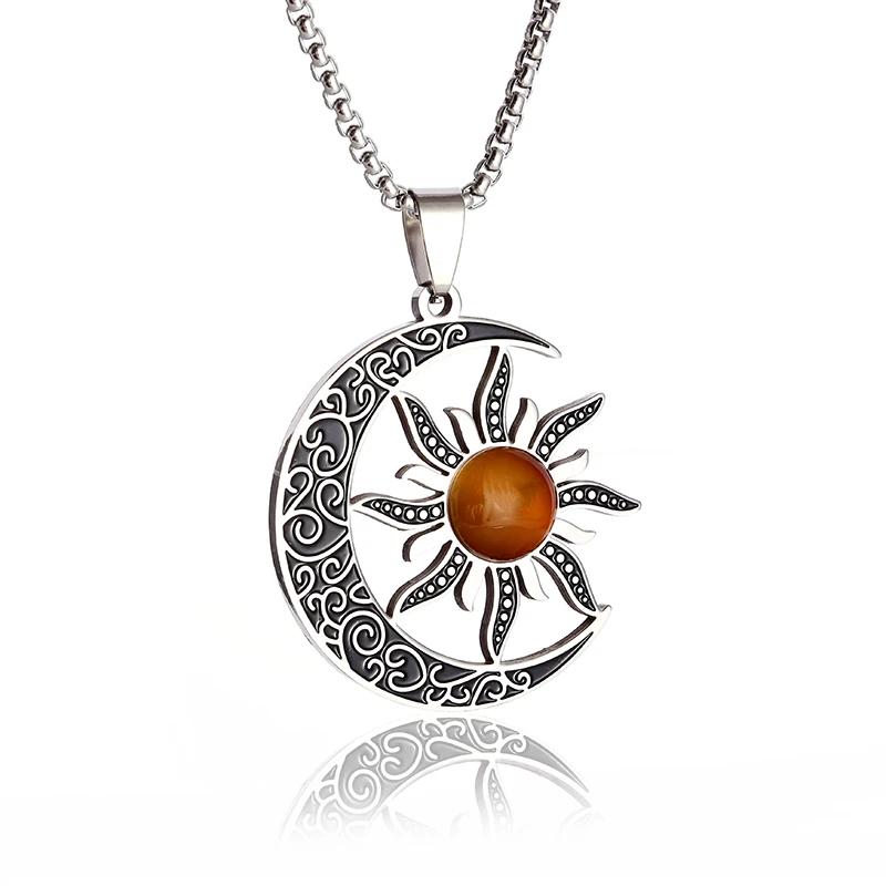 Silver Stainless Steel Witch Knot Pendant Necklace Celtic Knot Lucky Jewelry Christmas Gift for Friends Family
