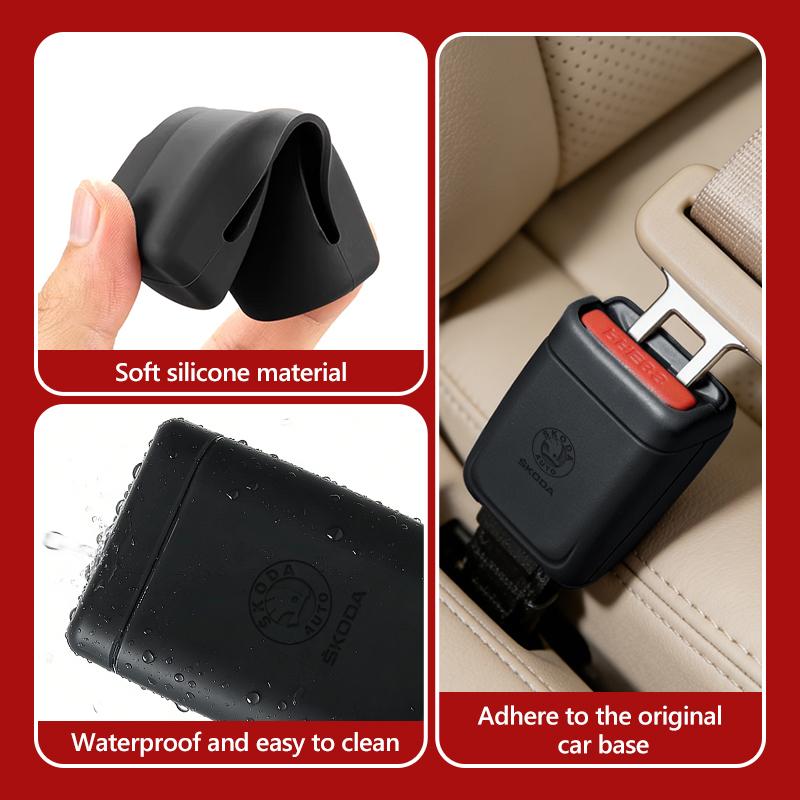 Ptncy6 Car Seatbelt Buckle Cover Silicone Anti-scratch Protector Safety Belt Buckle Guard Tool For Skoda Fabia Kamiq Superb Scala