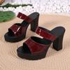 Zoccoli con Zeppa Chunky da Donna Tacco Super Alto Sexy da Esterno Antiscivolo Sandali Open Toe da Donna