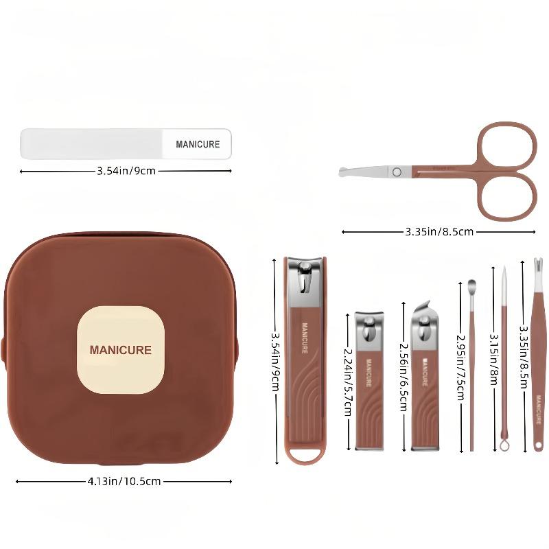 8pcs Stainless Steel Nail Clipper Set, Including a Beautiful Storage Box and Anti-splash Nail Clippers