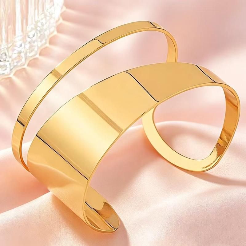 Wide Open Adjustable Hollow Irregular Bracelet Hip Hop Street Bangle Trendy Jewelry for Couple Matching Wear