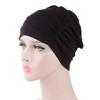 Solid Color Men Women Pleated Cotton Beanie Cap Hair Loss Sleeping Chemo Hat