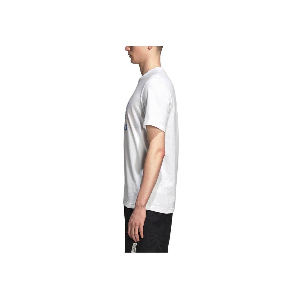 adidas Originals Trefoil Blue Logo Print Short Sleeve T-Shirt Men Tops White DP8570