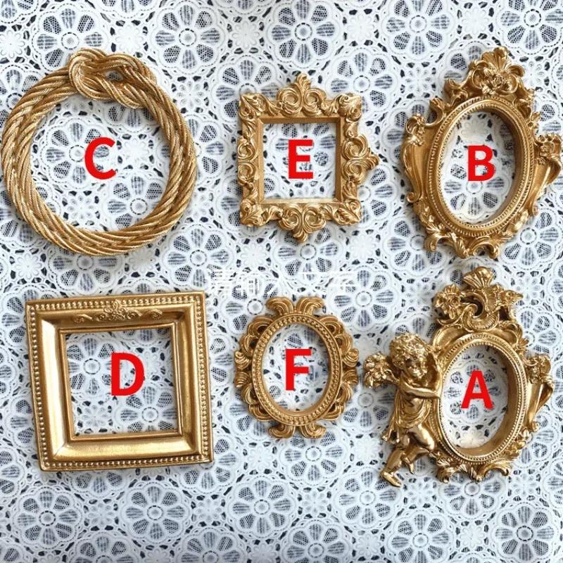 New European Fashion Creative Gifts Victorian Style Retro Resin Mini Angel Oval Small Photo Frame Accessories Positioning Frame