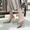 Slippers Women's Spring Wear 2024 New Fashion Personalized Bag Head Half Slippers Thin Heel Pointed High Heel Cool Slippers