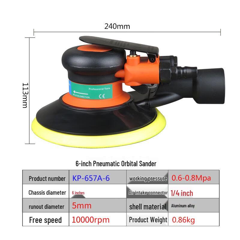 KOPO 6-inch Pneumatic Sander & Polisher CN Plug (adapter Included)