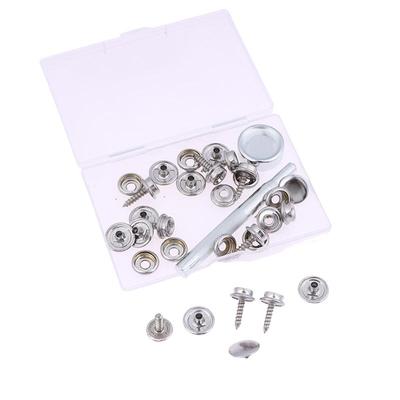 30/32Pcs Silver Metal Snap Fastener Screws Nails Set For Tent Boat Yacht Marine Canvas Cover Craft Bags Wallet Fasteners Parts