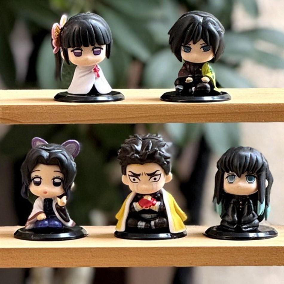 4-15pcs/set Demon Slayer Anime Figure Toy-Kimetsu No Yaiba Q Version Tanjiro Nidouzi Inosuke Zenizu PVD Figurine Model Doll Gift