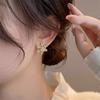 Christmas Snowflake Zircon Crystal Pearl Earrings Stud For Women Dangle Hook Fashion  Xmas Party Jewelry Gift