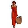Summer New Solid Color Suspender Wide Truffle Back Sleeveless Dress