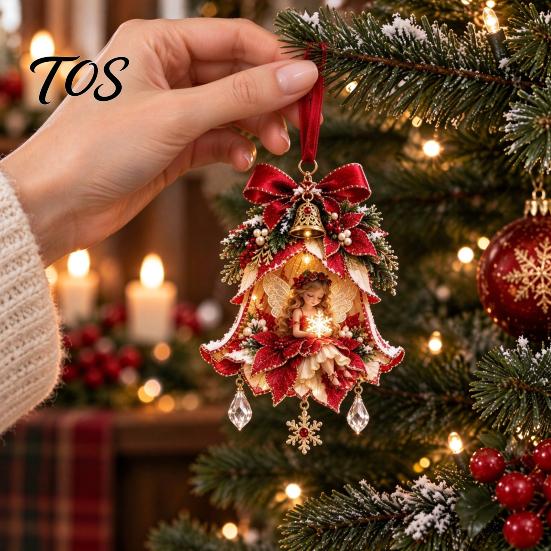 Colorful Elf Pendants for Christmas Fairy Bell Ornament, 2D Flat Flower Hanging Small Festive Gift Birthday Decoration, Acrylic Xmas Tree Pendant