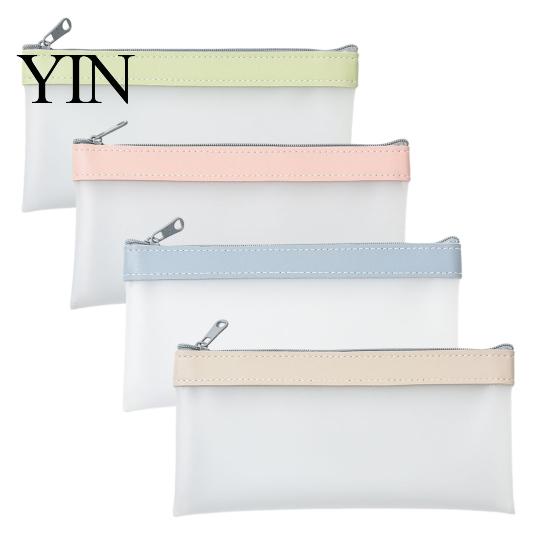 Portable Pen And Pencil Holder Clear Mesh Case, Large Transparent Pouch for Girls, Waterproof Soft Color Case Stationery Bag High School Students,
