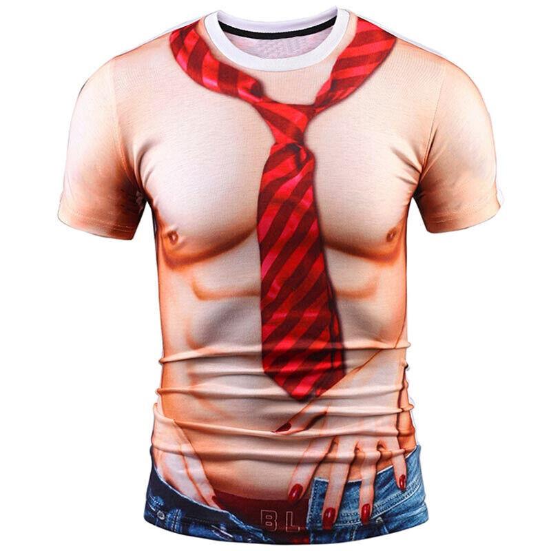 3d Print T Shirt For Men Funny Chest Hair Muscle Ugly Tee Tops Streetwear Weird Muscle Shirt