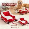 Sleigh Style Pet Sleeping Bed Fluffy Fleece Lined Dog Sofa Cushion Ultra‑Soft Non‑Slip Winter Christmas Decoration for Cats Dogs