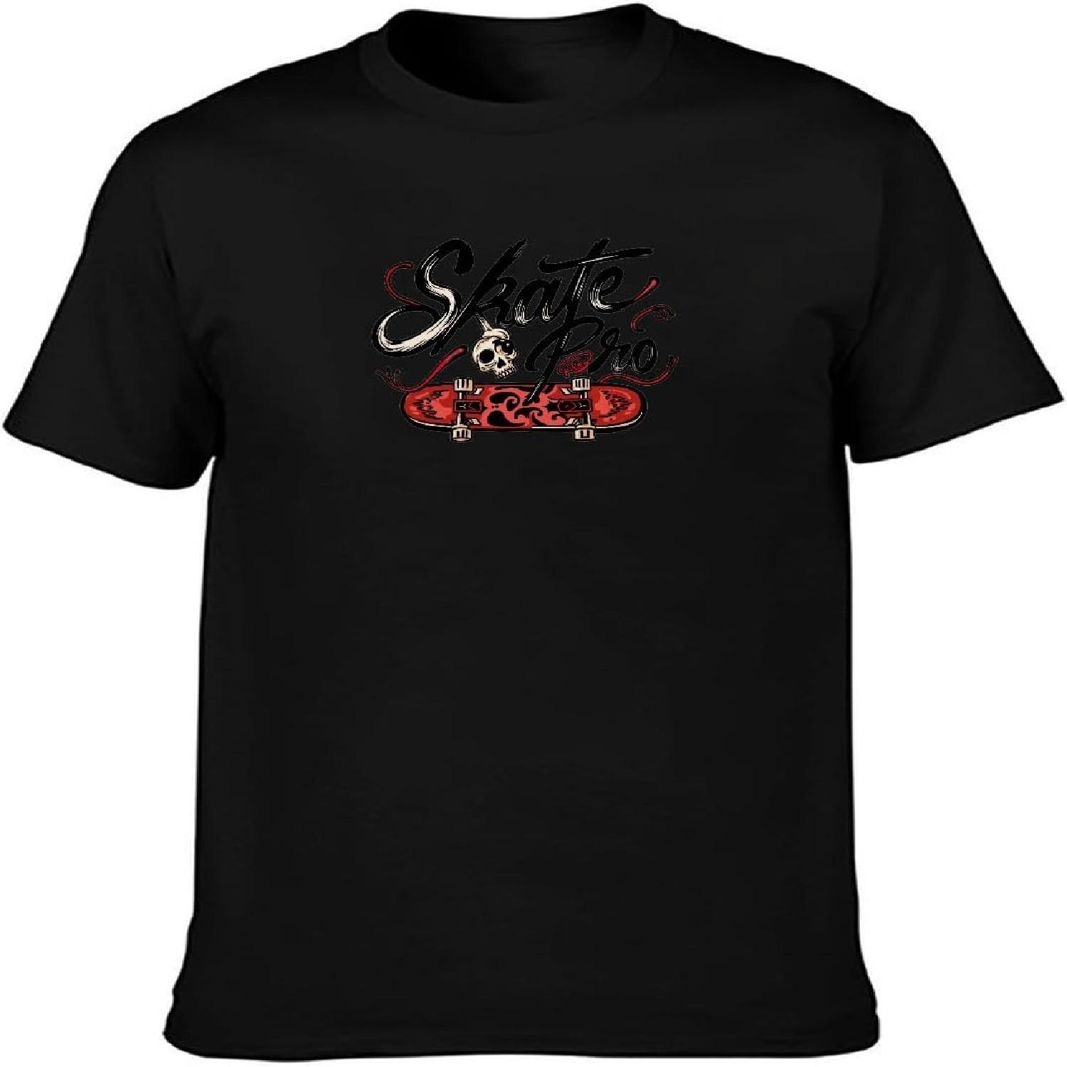 Черная хлопковая футболка XIANGCUIJIAO с графическим принтом скейтбордиста, дизайн со скейтбордом S