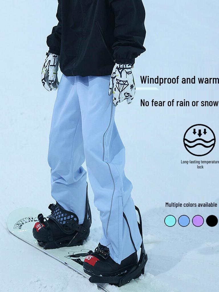 Mit Fleece gefütterte Skihose für Damen & Herren: Winddichte, Wasserdichte, Schneesichere Winter-Shell