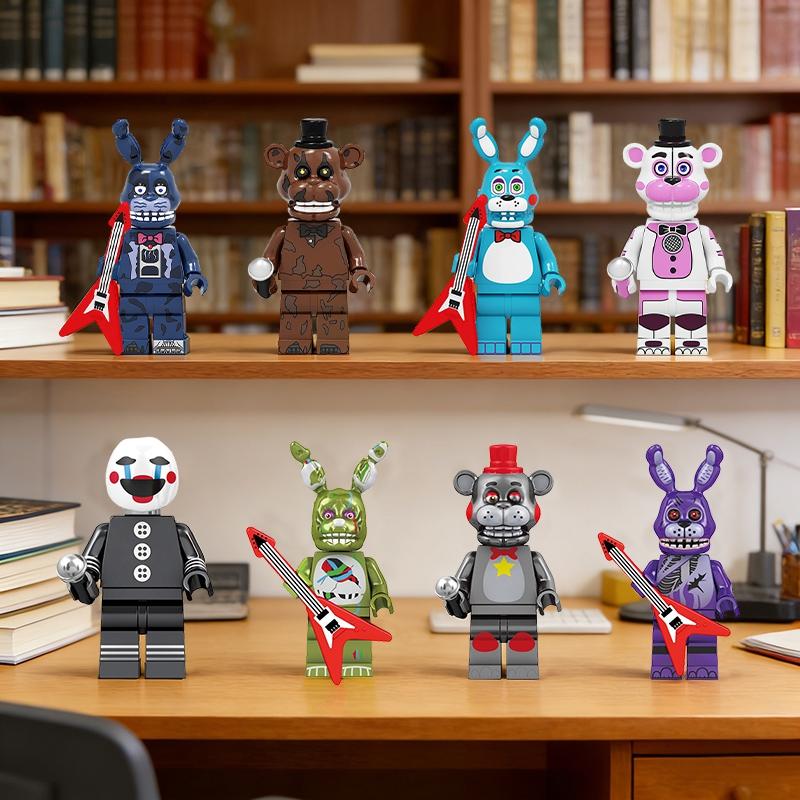 Freddy Fazbear Blocks Ornament Small Anime Figurine Decorations Bear Bunny Table Accessories Party Favors Children'S Day Gift