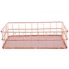 Iron Grid Wire Storage Basket Rose Gold Multipurpose Wire Storage Organizer 24.1× 16.2× 6.4cm Exquisite Metal Storage Organizer