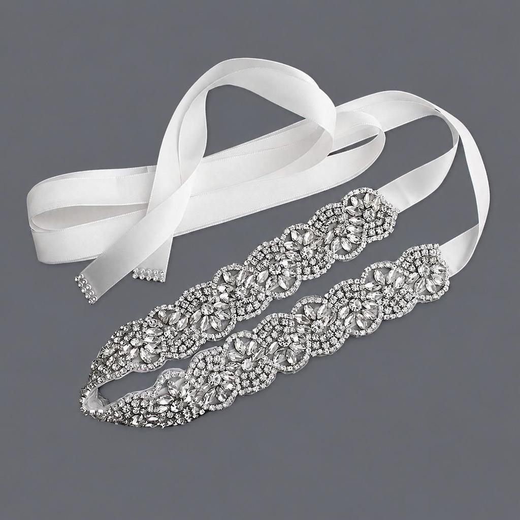 Elegant Silver Rhinestone Wedding Belt – Versatile High-End Dress Accessory for Fashion Shows and Performances